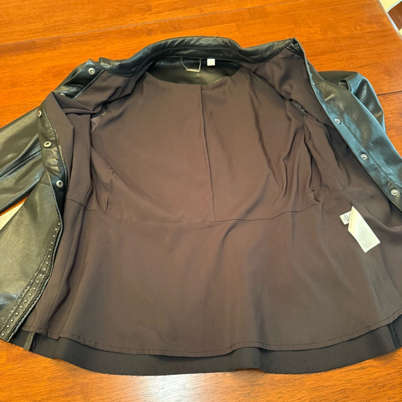 Chico's Riveted Faux Leather Peplum Jacket‎ Black Size Small - Picture 8 of 12